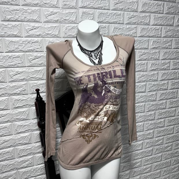 00‘s Y2K skinny minnie 그래픽 롱슬리브 후디