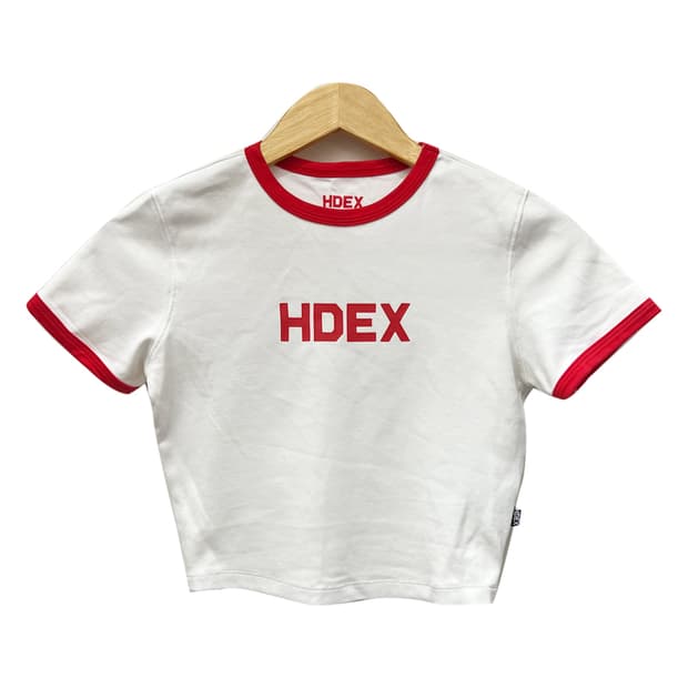 HDEX 에이치덱스 우먼스 릴렉스핏 레드 화이트 크롭탑 S