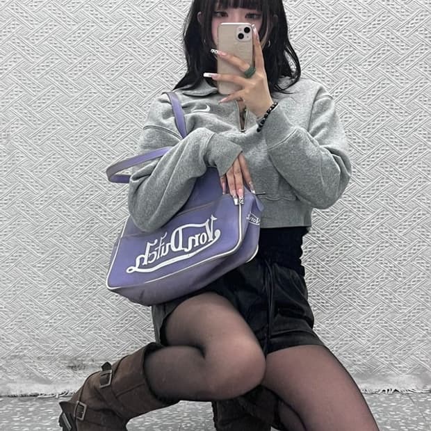 본 더치 Y2K 빈티지 비치 젤리 라벤더 토트백 C11288