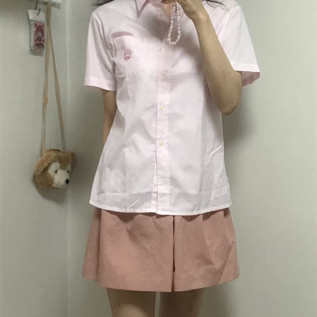 빈티지 리본 핑크 반팔 셔츠 로걀 히메갸루 모리걸 라떼 대장템 긱시크