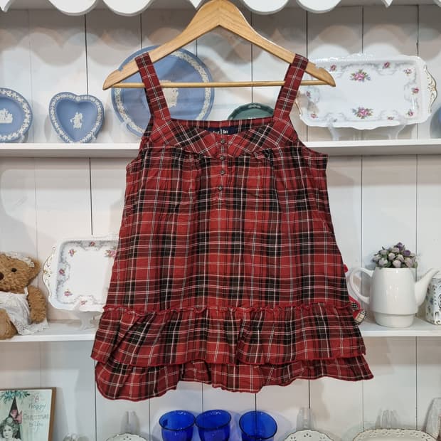 레드 타탄체크 (캐미솔) 튜닉