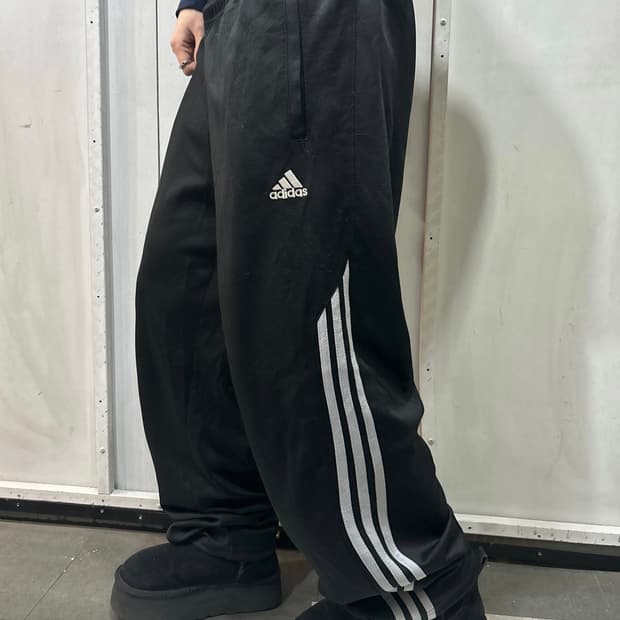 90s ADIDAS 블랙&화이트 져지 스트라이프 팬츠