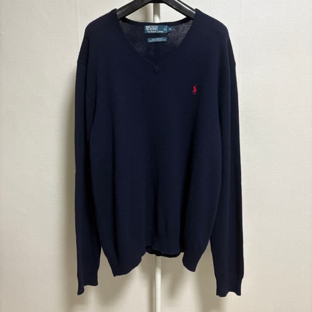 폴로 랄프로렌 램스울 V넥 니트 / 네이비, XL