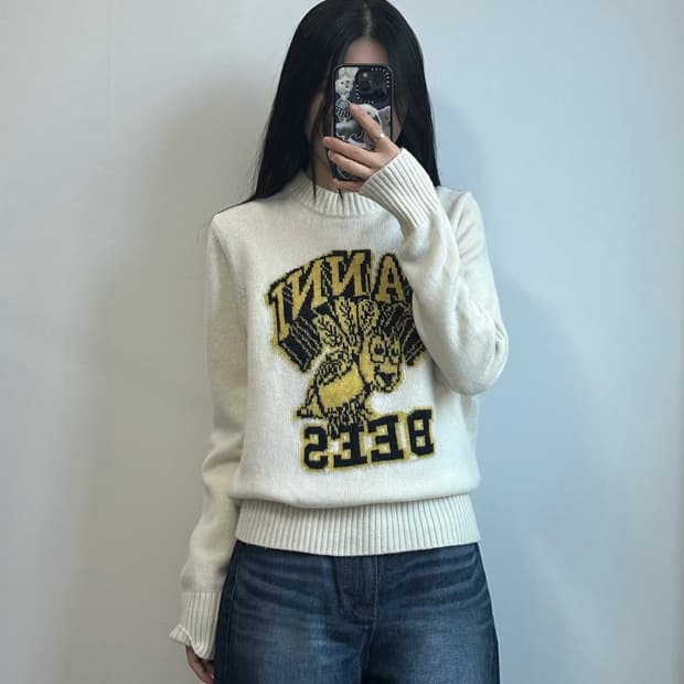 Ganni 가니그래픽 비 모티프 울 블렌드 니트