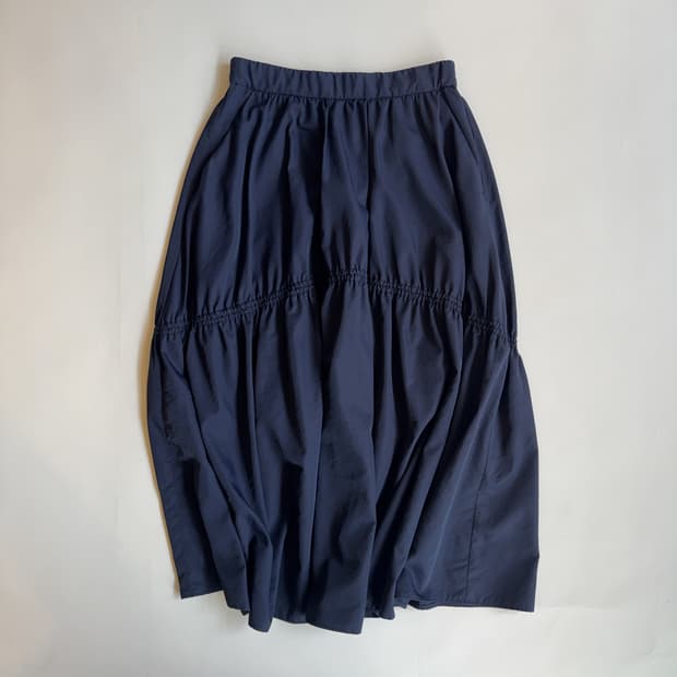 Navy Gathered Tiered Skirt