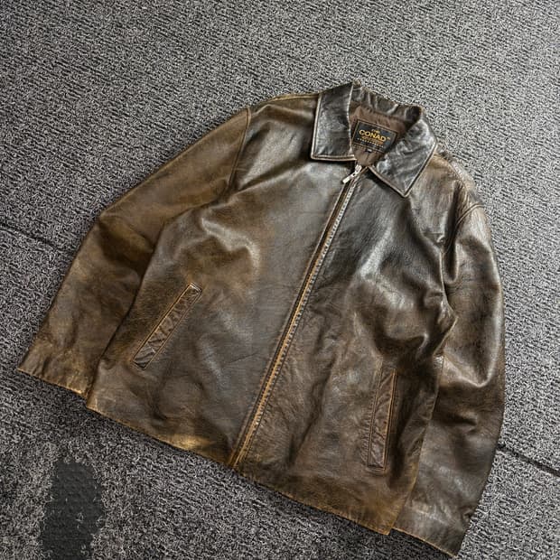 90s 콘아드 에이징 양가죽 램스킨 레더 자켓 3496