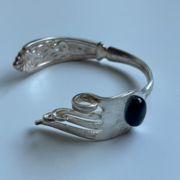 빈티지 오닉스 포크 뱅글 S