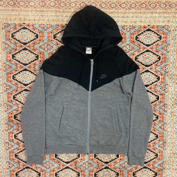 나이키 스펠로고 블랙 배색 그레이 후드집업 여성M