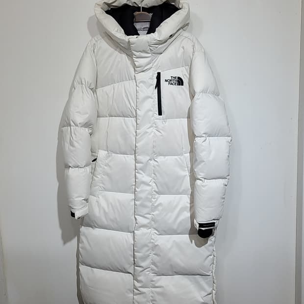 (M) 노스페이스 오리털 롱패딩 점퍼 화이트 후드 다운코트 