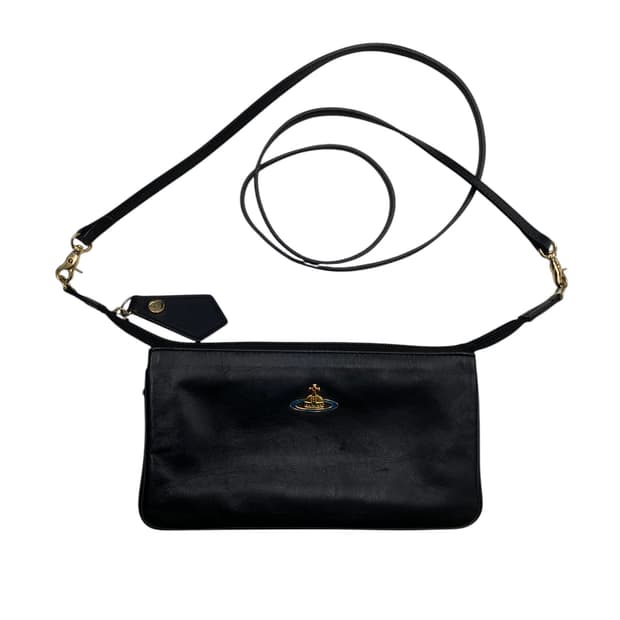 비비안웨스트우드 블랙 가죽 크로스백