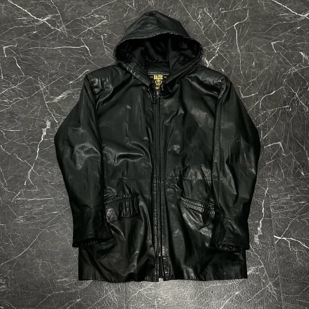 L 톰보이 리얼레더 양가죽 후드코트