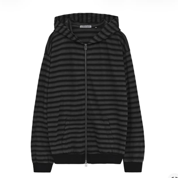 4) 폴리테루 휴먼 인덱스 휴먼 스트라이프 집 후디 블랙