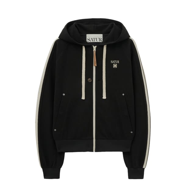 세터 로턴 루즈핏 후드 집업 캐비어 블랙