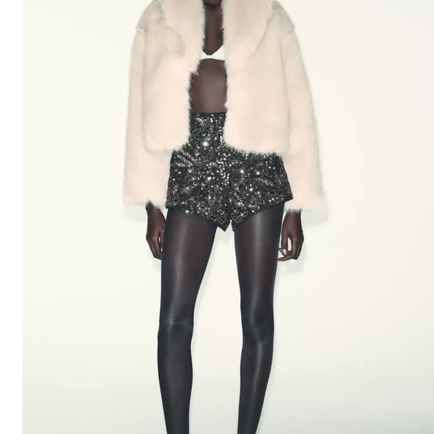 자라 라펠 칼라 페이크 퍼 숏 코트 6318/277/712