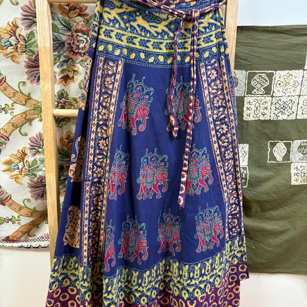 히피 에스닉 랩 롱 스커트