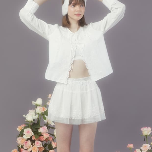 마가린핑거스 LACE TUTU SKIRT PANTS WHITE