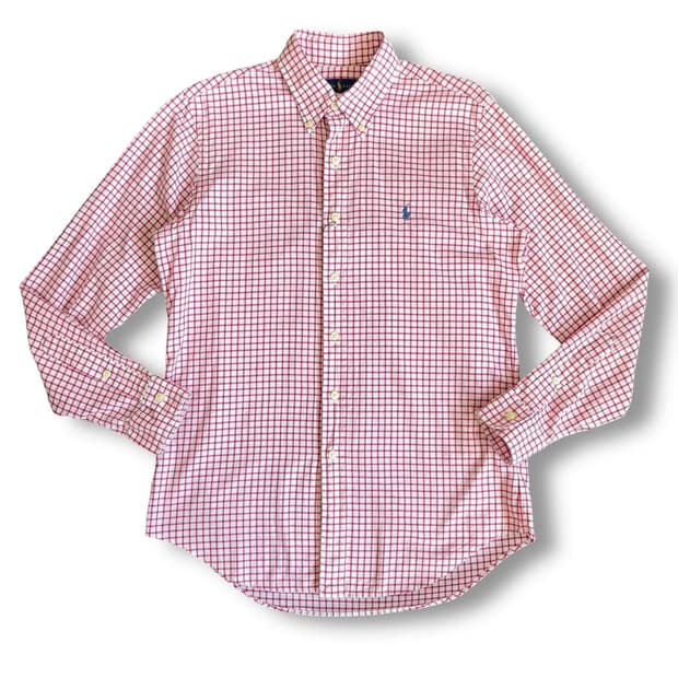 폴로 랄프로렌 핫핑크 깅엄체크 긴팔 셔츠