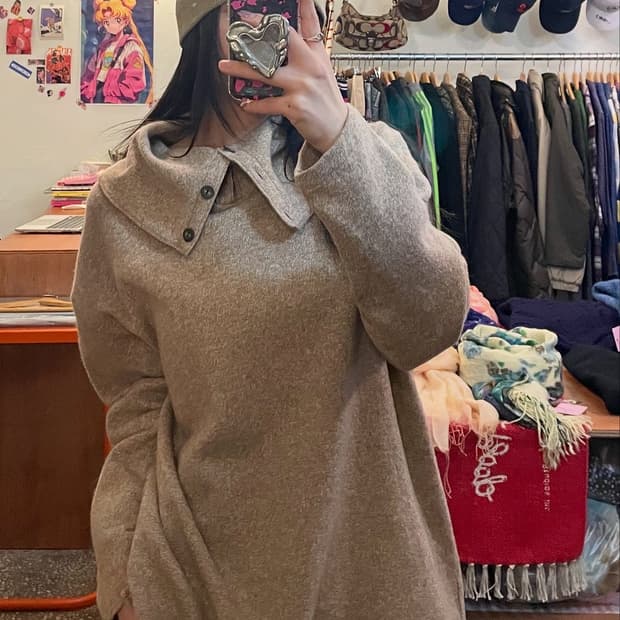 플랩카라 울 니트 [무배]