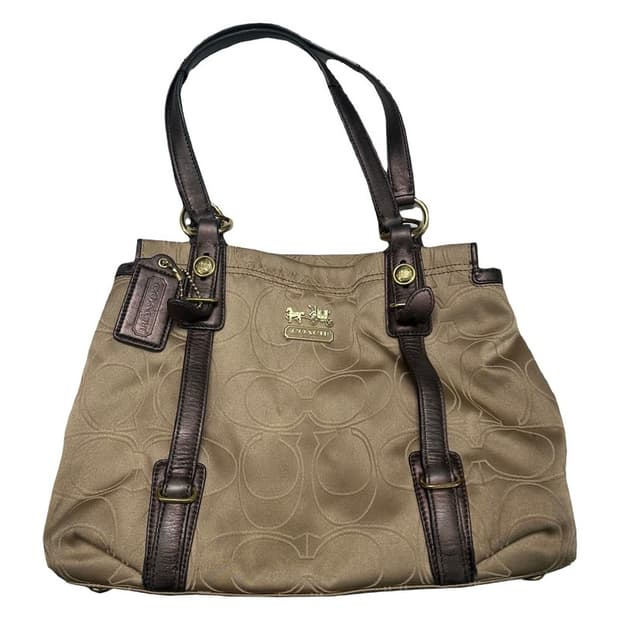 코치 시그니처 옵아트 자카드 및 에나멜 혼방 호보 숄더백