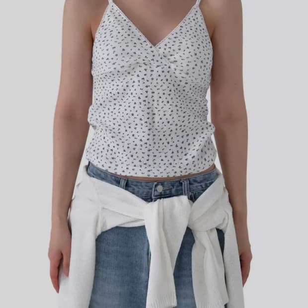 새상품 어텀 플라워 레이스 나시