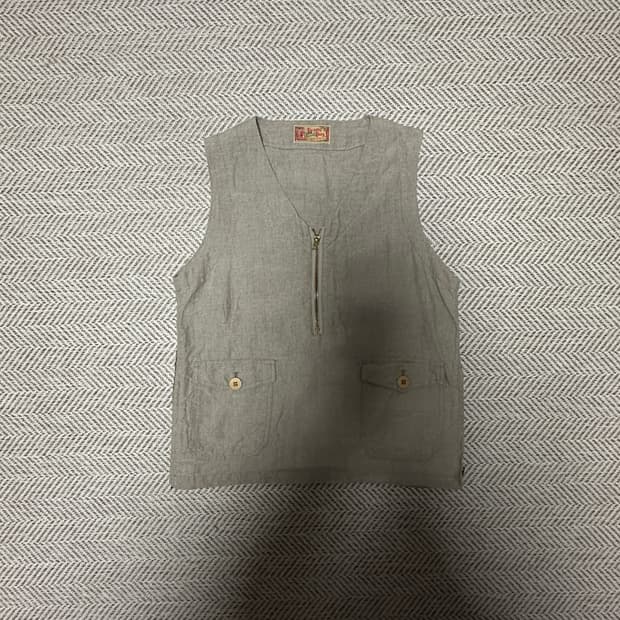 BEAMS BOY linen work vest