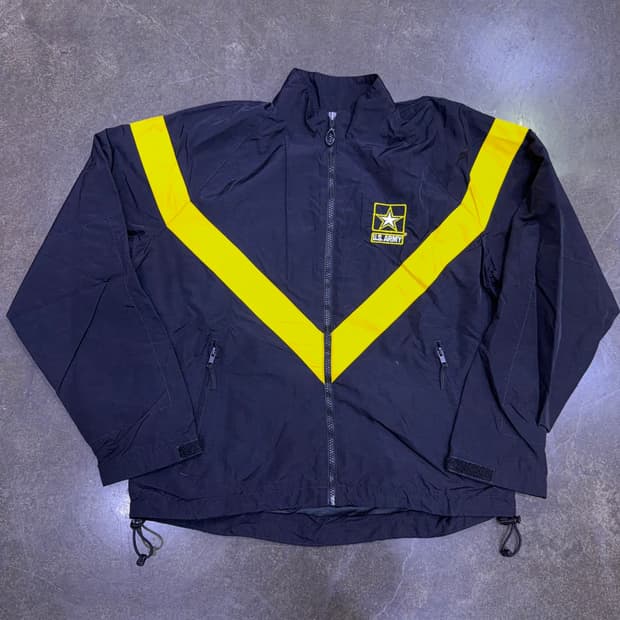 US ARMY 미군 APFU 신형 바람막이 점퍼 블랙 옐로우 S 숏