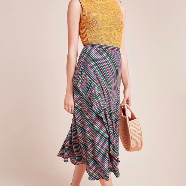 Maeve by Anthropologie 언밸런스 스트라이프 스커트