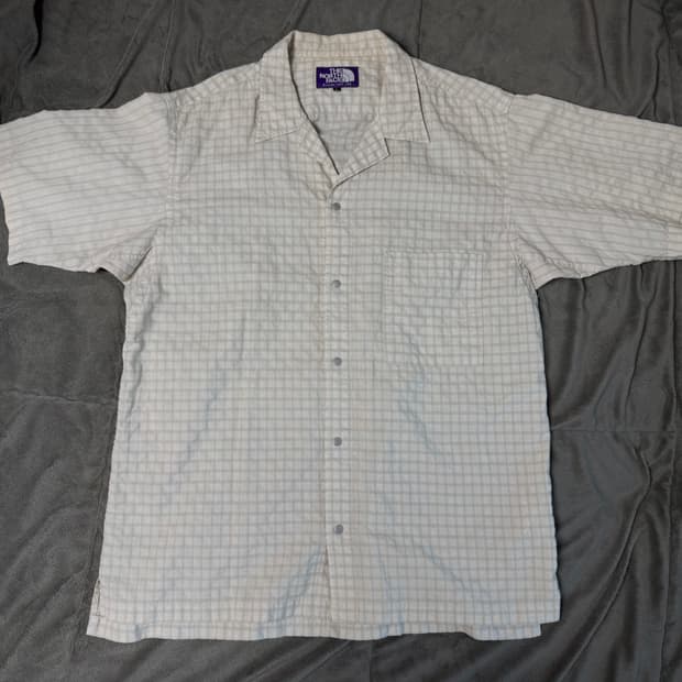 [L] 노스페이스 퍼플라벨 체크 반팔셔츠