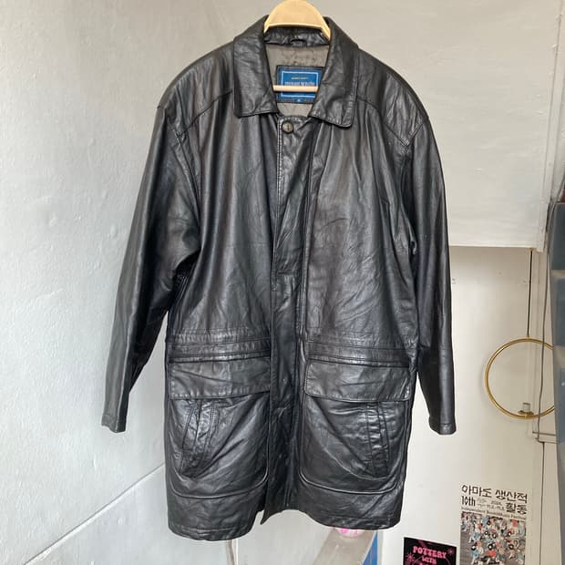 지퍼•단추 2중 잠금 소가죽 하트코트