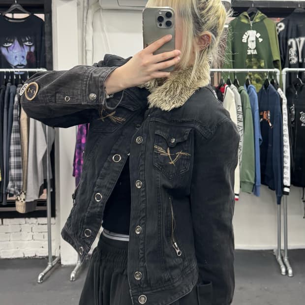 VTG Y2K 쉐르파 데님자켓