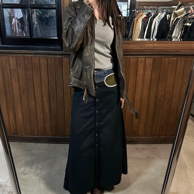 DIESEL long denim mix skirt