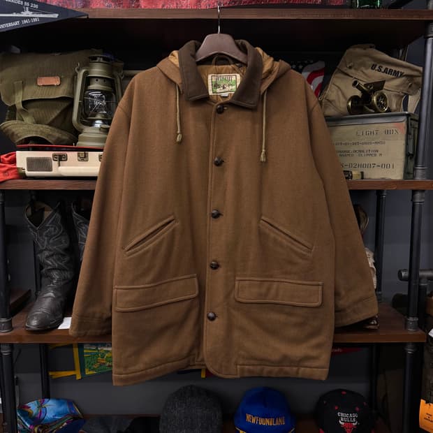 90s USA 빈티지 울 헌팅 코트 후드 탈부착 후디
