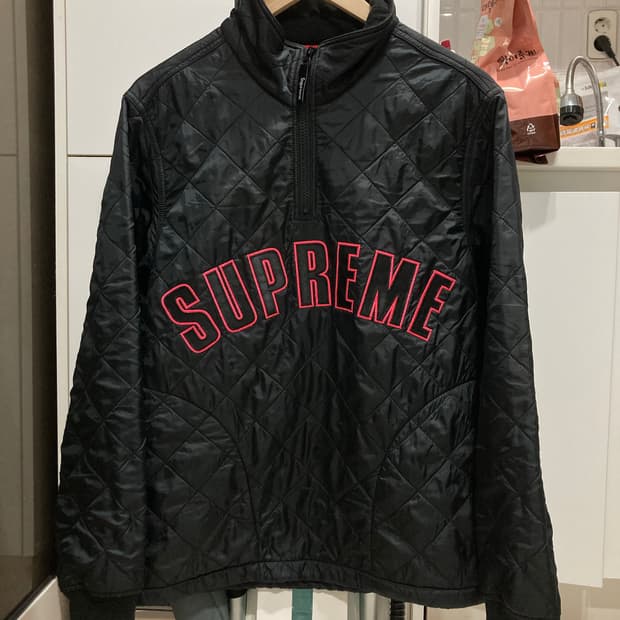 슈프림 17ss아크 로고 퀼팅 하프 지퍼 풀오버