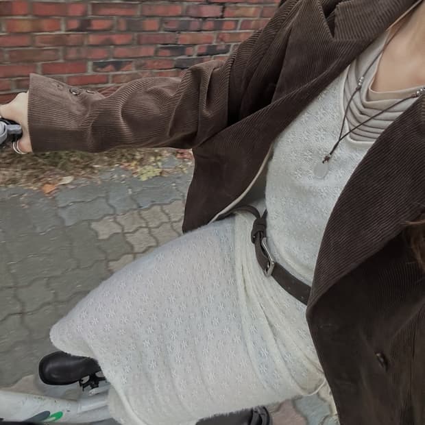 새상품) 솔티페블 플리스 코듀로이 더블 자켓 브라운