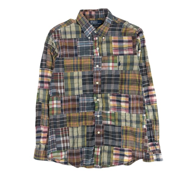 폴로 패치워크 마드라스 셔츠 m