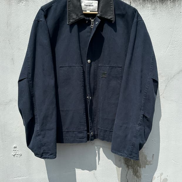 [L] 토니웩 블랙 레더 카라 네이비 워크 자켓 50사이즈