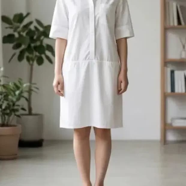 DKNY 화이트 셔츠 원피스 ~55반