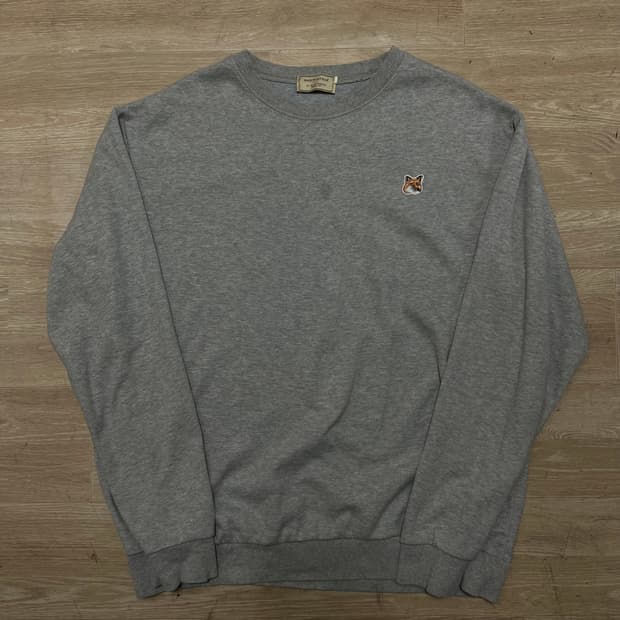 메종키츠네 키츠네 자수 로고 맨투맨 크루넥 티셔츠 [그레이] XL/105