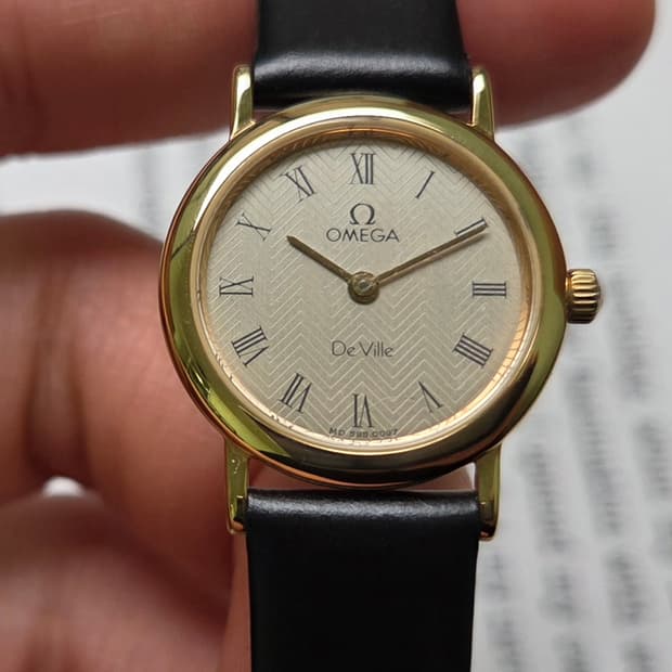 빈티지 오메가 드빌 동전쿼츠 로만골드 격자다이얼 논데이트 여성용