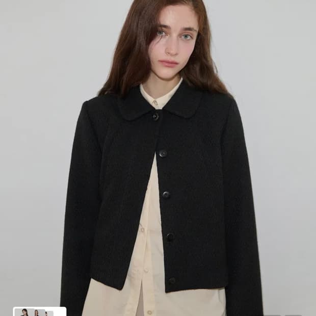 시눈 트위드 자켓 블랙