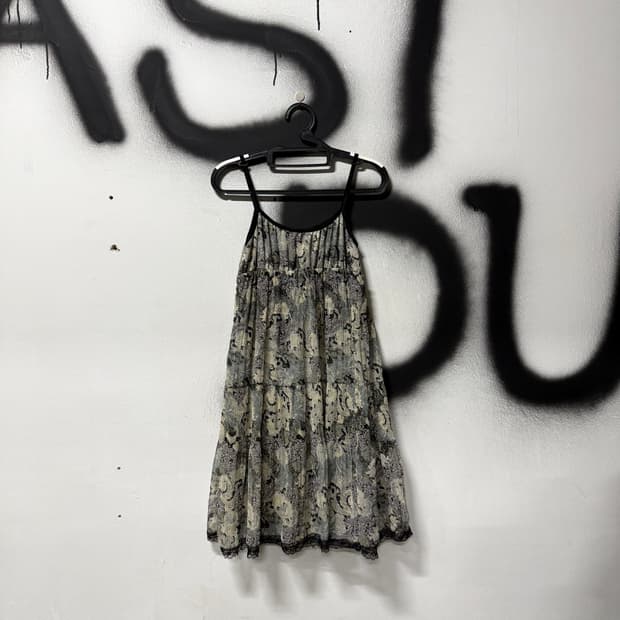 VTG 빈티지 에스닉 페이즐리 패턴 슬리브리스 캉캉 원피스