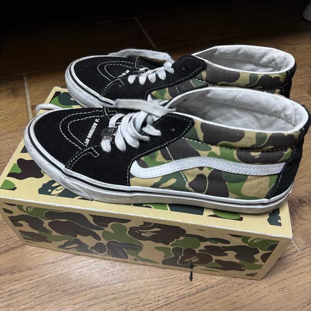 반스 x 베이프 스케이트 미드 리이슈 83 LX 블랙 270