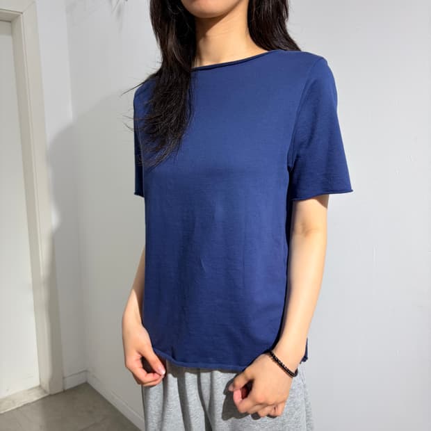 BEAMS BOY 네이비 반팔 티셔츠