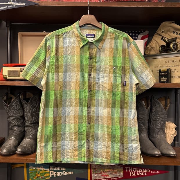 파타고니아 퍼커웨어 어스톤 그리드 체크 시어서커 셔츠 N1027