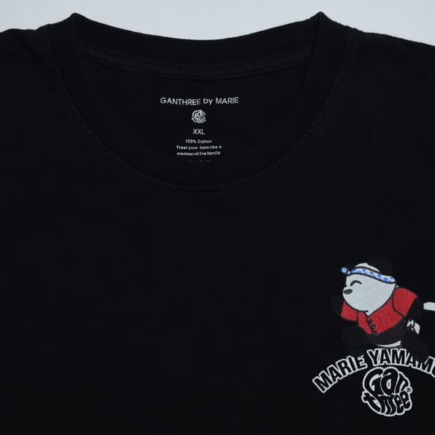 간쓰리 마리에 야마모토 그래픽 반팔 티셔츠 블랙 2xl