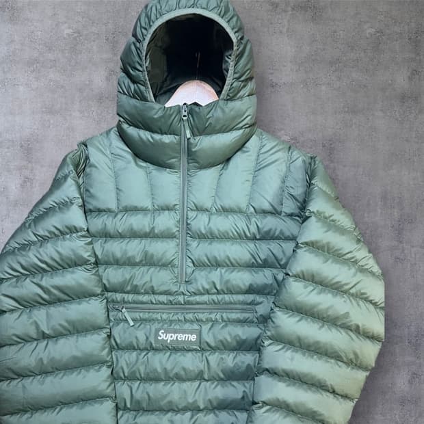[L] 슈프림 마이크로 다운 하프 풀오버 경량패딩 올리브