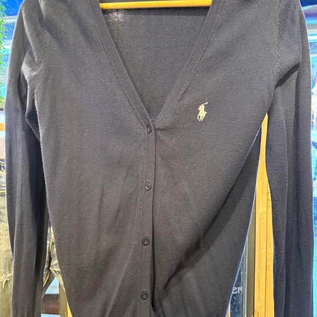 폴로 랄프로렌 화이트포니 네이비 브이넥 가디건