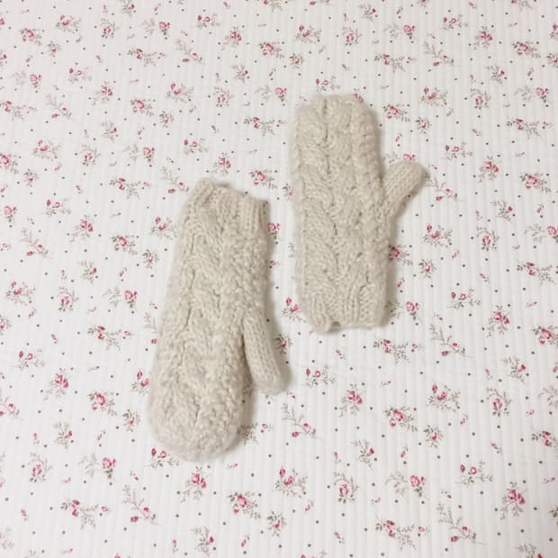 빈티지 아이보리 벙어리 장갑