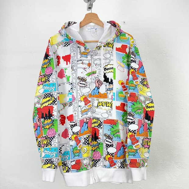 꼼데가르송 셔츠 카툰 프린팅 풀 지퍼 후디 스웨트 자켓