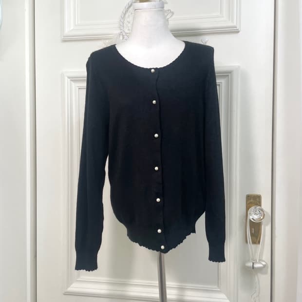 black pearl button basic soft cardigan